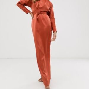 ASOS design satin maxi dress with batwing and wrap waist. Price negotiable